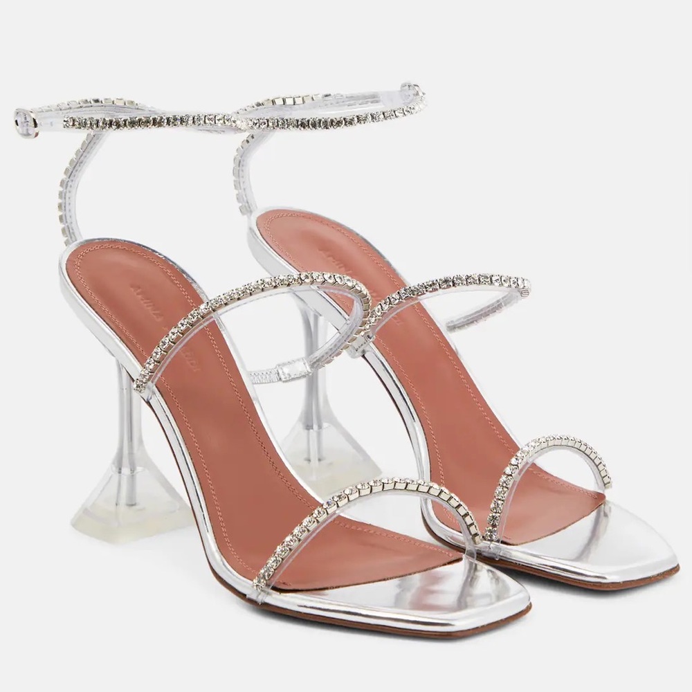 Amina Muaddi Gilda Crystal-Embellished Sandals 38.5